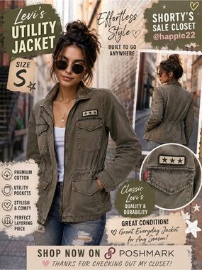 Levi's Olive Green Women's Utility Jacket with Patch Detail